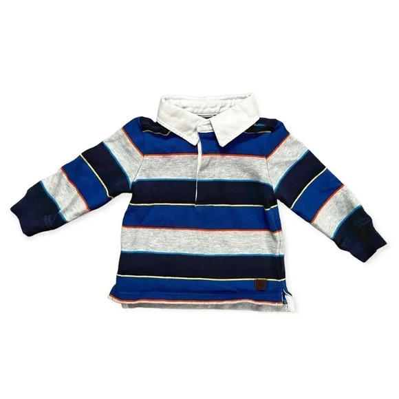Janie & Jack | Long Sleeved Rugby Stripe Polo (6-12 mos) - Picture 1 of 4